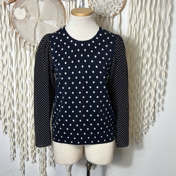 Rebecca Taylor Navy Polka Dot Sweater Size M - Picture 1 of 10